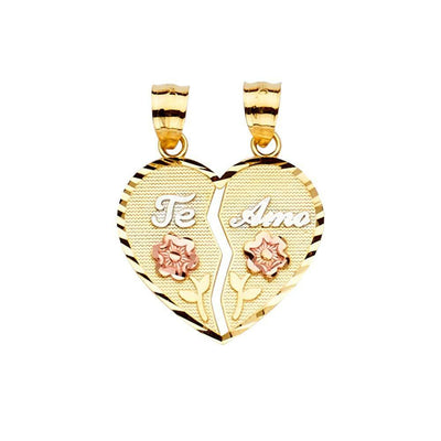 14K Gold 20mm Tri Color Te-Amo Pendant - silverdepot