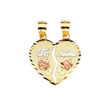 14K Gold 20mm Tri Color Te-Amo Pendant