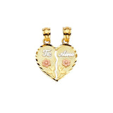 14K Gold 15mm Tri Color Te-Amo Pendant