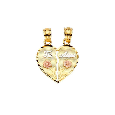 14K Gold 15mm Tri Color Te-Amo Pendant