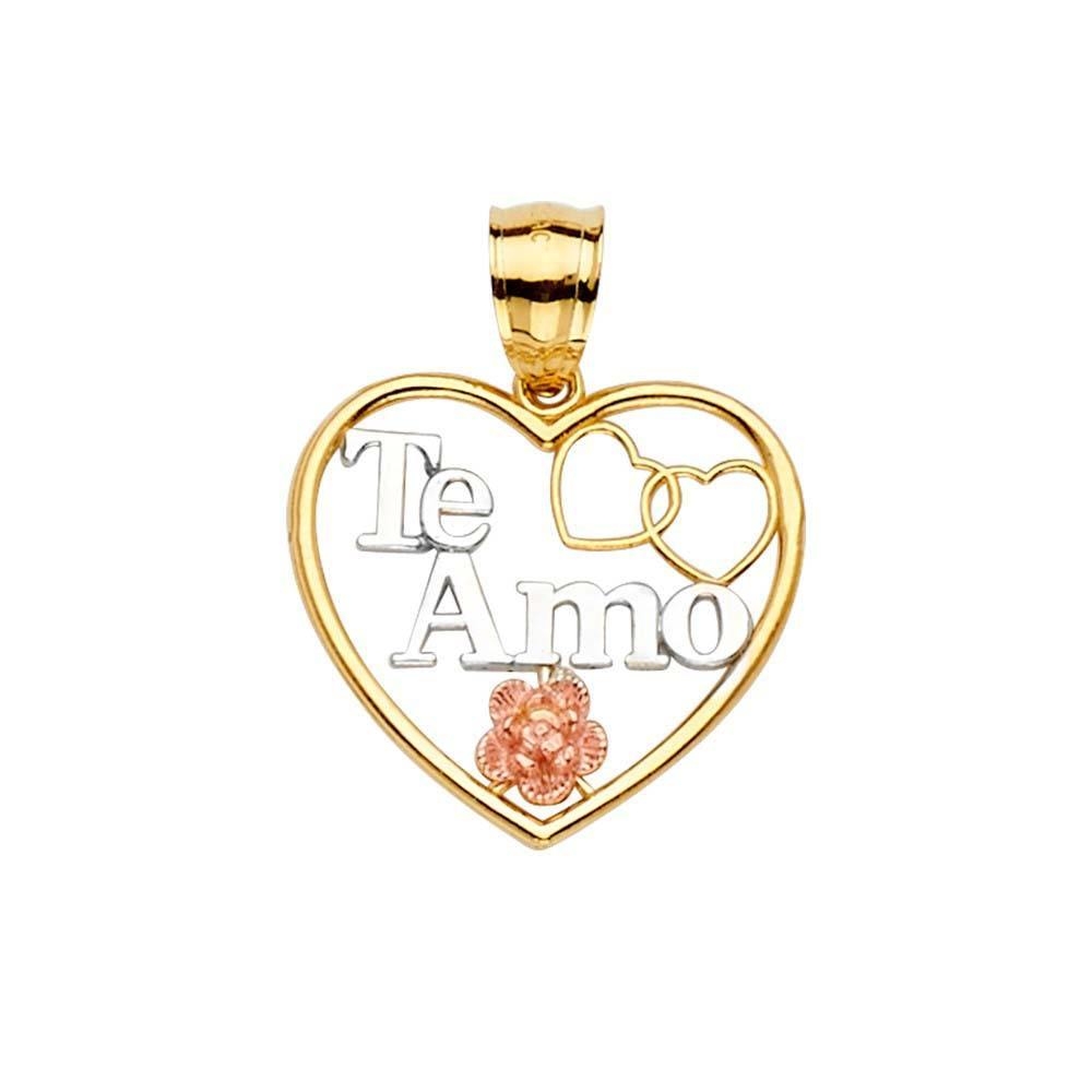 14K Gold 20mm Tri Color Te-Amo Pendant