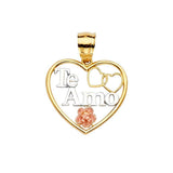 14K Gold 20mm Tri Color Te-Amo Pendant