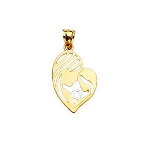 14k Yellow Gold 12mm Mom And Child Assorted Pendant