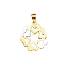 Load image into Gallery viewer, 14k Tri Color Gold 17mm 6 Hearts Assorted Pendant