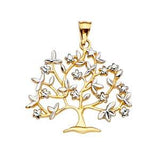 14k Two Tone Gold 26mm Family Tree Assorted Pendant