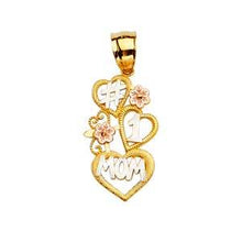 Load image into Gallery viewer, 14k Tri Color Gold 12mm #1 Mom Assorted Pendant