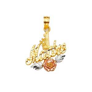 14k Tri Color Gold 20mm Madre Assorted Pendant