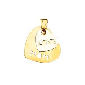 14k Two Tone Gold 18mm 2 Hearts Assorted Pendant