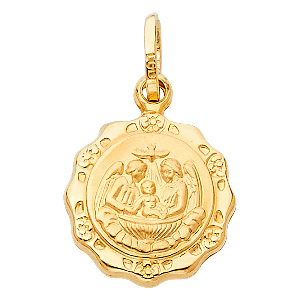 14K Yellow Gold 15mm Baptism Religious Pendant