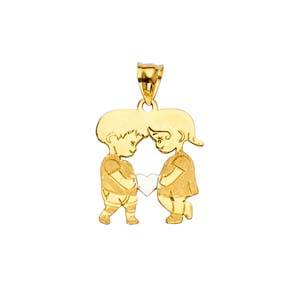 14k Yellow Gold 14mm Boy And Girl Assorted Pendant