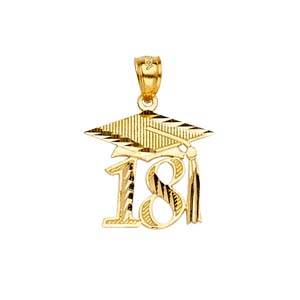 14k Yellow Gold 18mm Graduation With Year Assorted Pendant