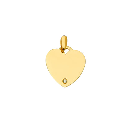 14K Yellow Engravable CZ Heart Pendant 1.6grams