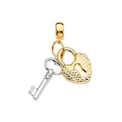 14K Twotone Key and Lock for Mix and Match Bracelet