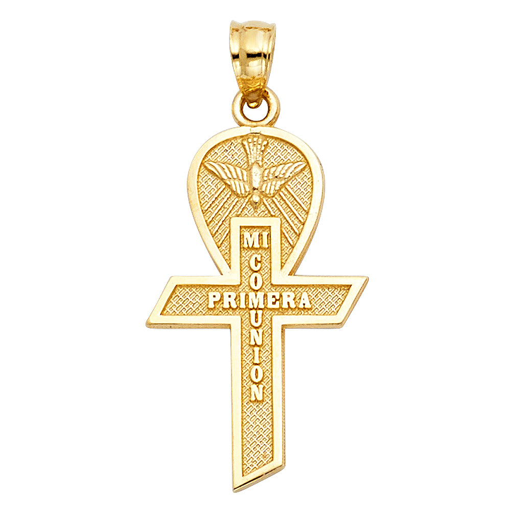 14K Yellow Gold 15mm Cross Religious Pendant