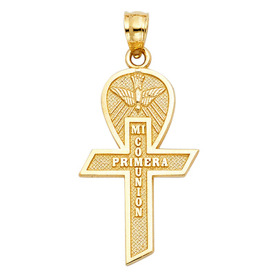 14K Yellow Gold 15mm Cross Religious Pendant