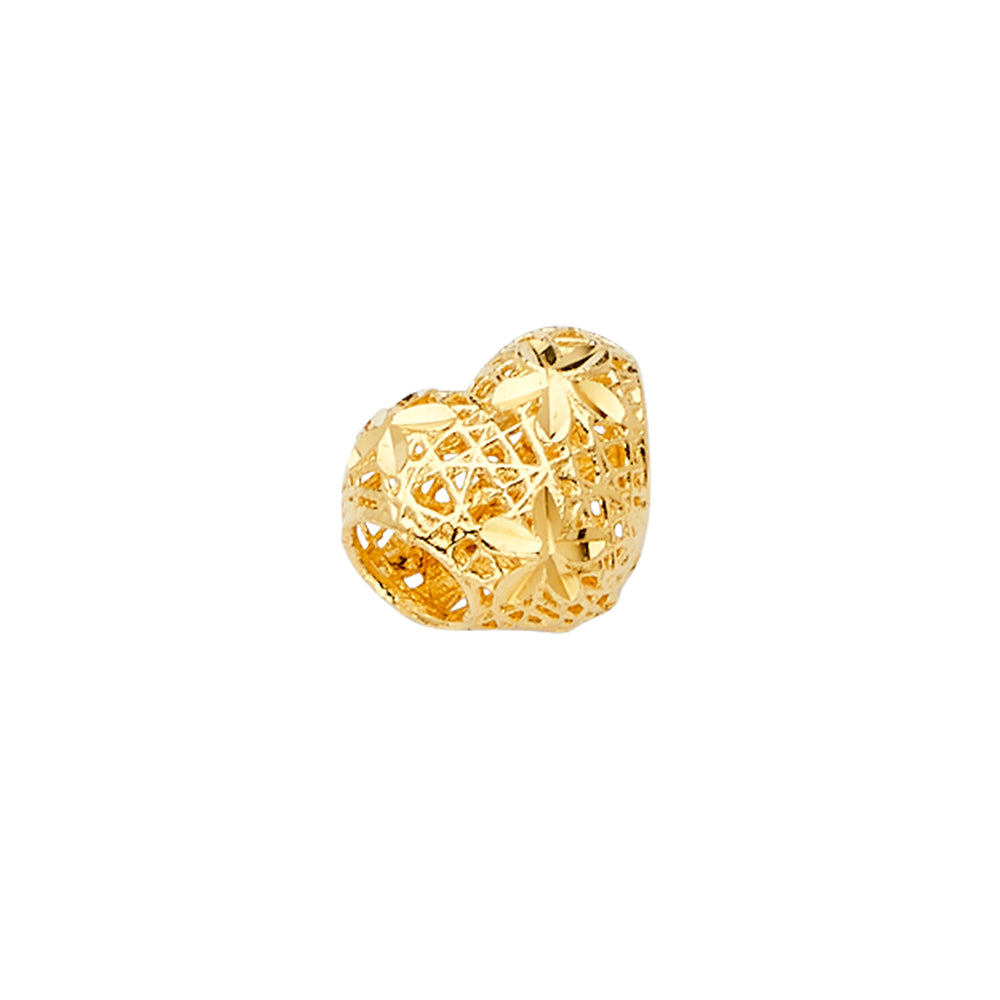 14K Yellow Filigree Heart Slider for Mix and Match Bracelet