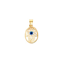 Load image into Gallery viewer, 14K Yellow Gold Evil Eye Hamsah Pendant
