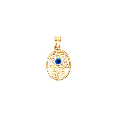 14K Yellow Gold Evil Eye Hamsah Pendant