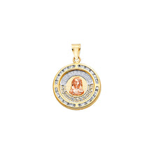 Load image into Gallery viewer, 14K Tricolor Gold Round Jesus Religious pendant