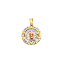 Load image into Gallery viewer, 14K Tricolor Gold Religious MIS 15 Anos pendant