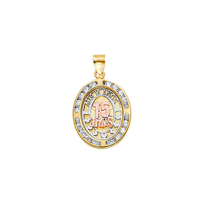 14K Tricolor Gold 15 Anos pendant