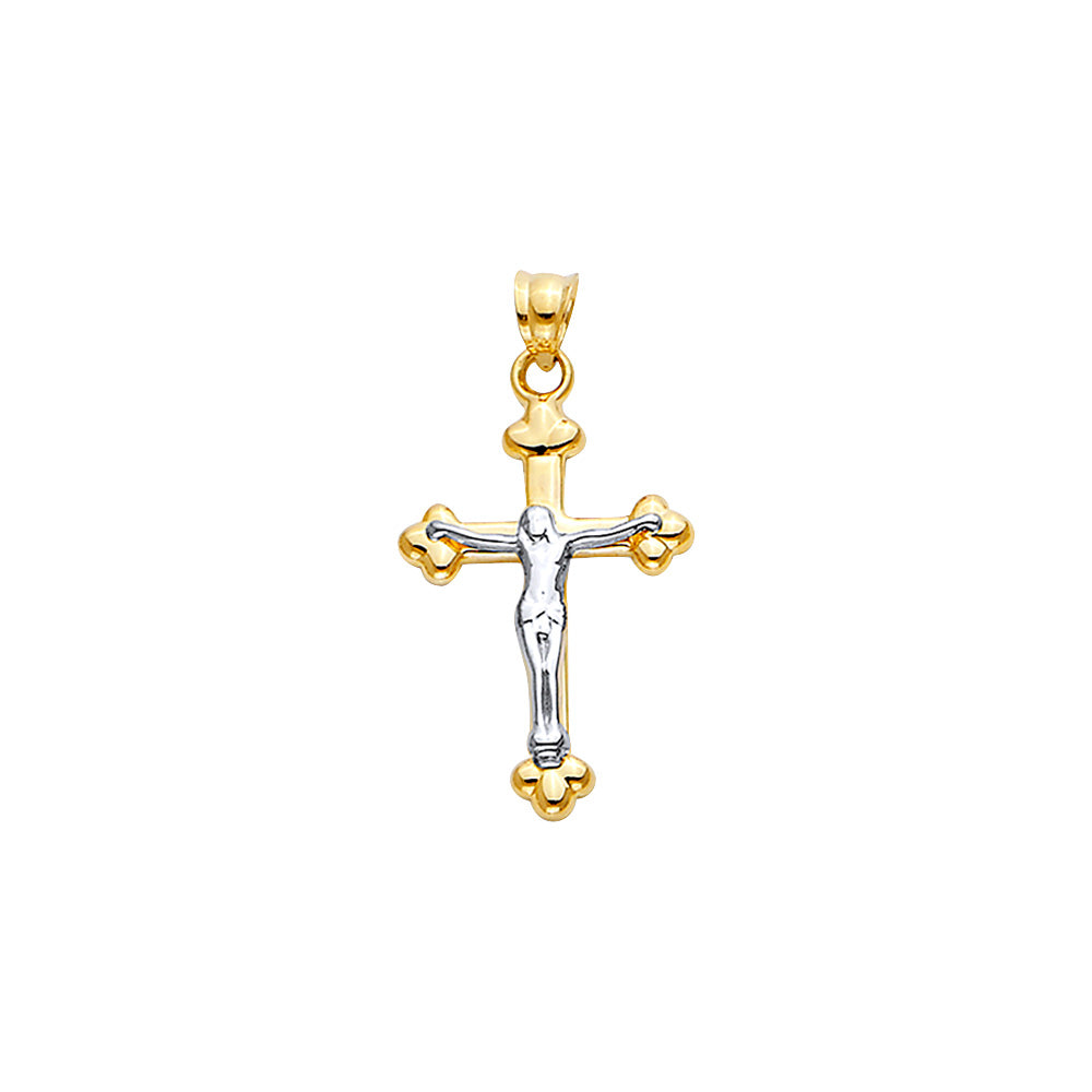 14K Yellow Gold Small Crucifix curved Pendant