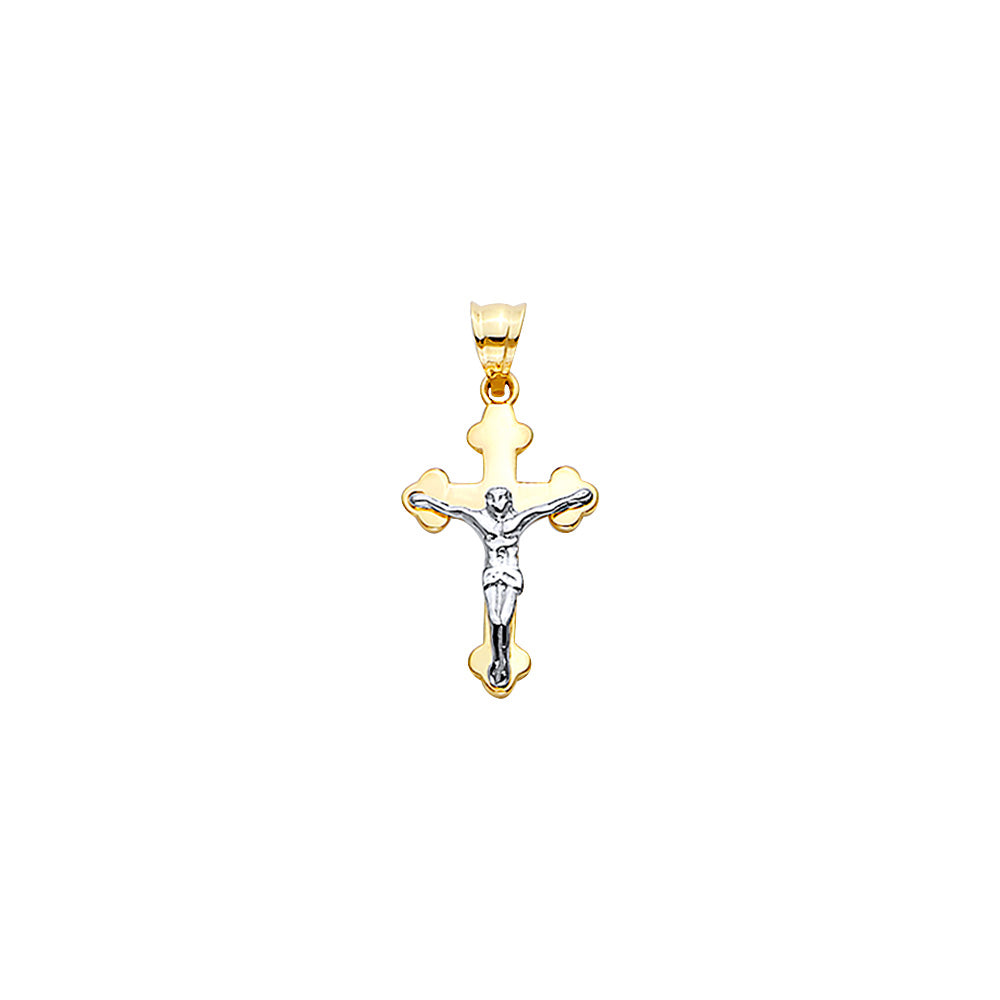 14K Yellow Gold Crucifix curved Pendant