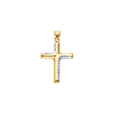 14K Yellow Gold Diamond Cut Cross Pendant