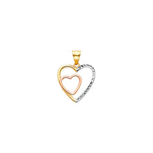 Load image into Gallery viewer, 14K Tricolor Gold Two Hearts Pendant
