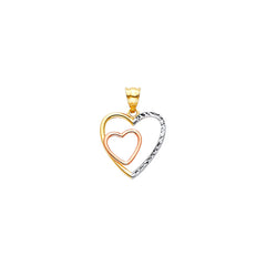14K Tricolor Gold Two Hearts Pendant