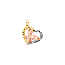 Load image into Gallery viewer, 14K Tricolor Gold Butterfly in a Heart Pendant