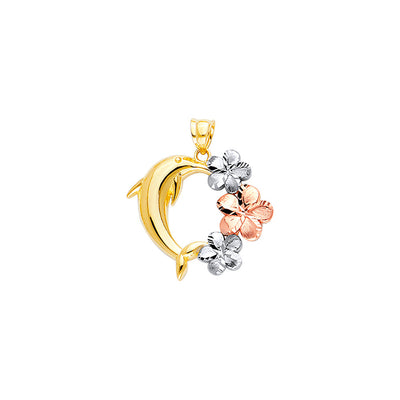 14K Tricolor Gold Heart Pendant