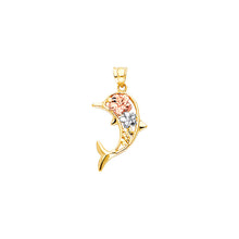 Load image into Gallery viewer, 14K Tricolor Gold Dolphin Pendant