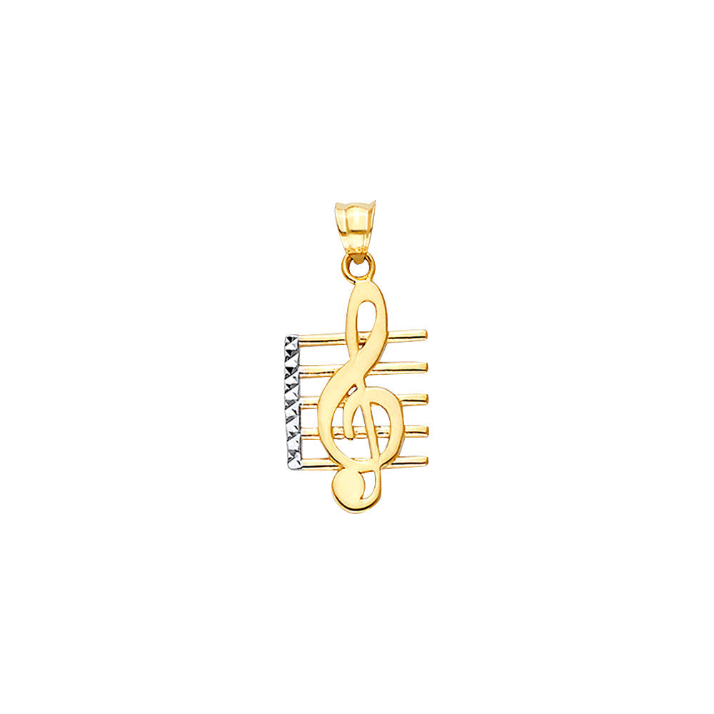 14K Yellow Gold Music Note on Page Pendant