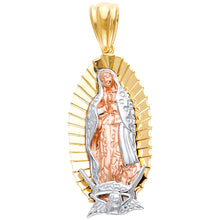 Load image into Gallery viewer, 14K Tricolor Fancy Guadalupe Pendant Approximately 14 Grams