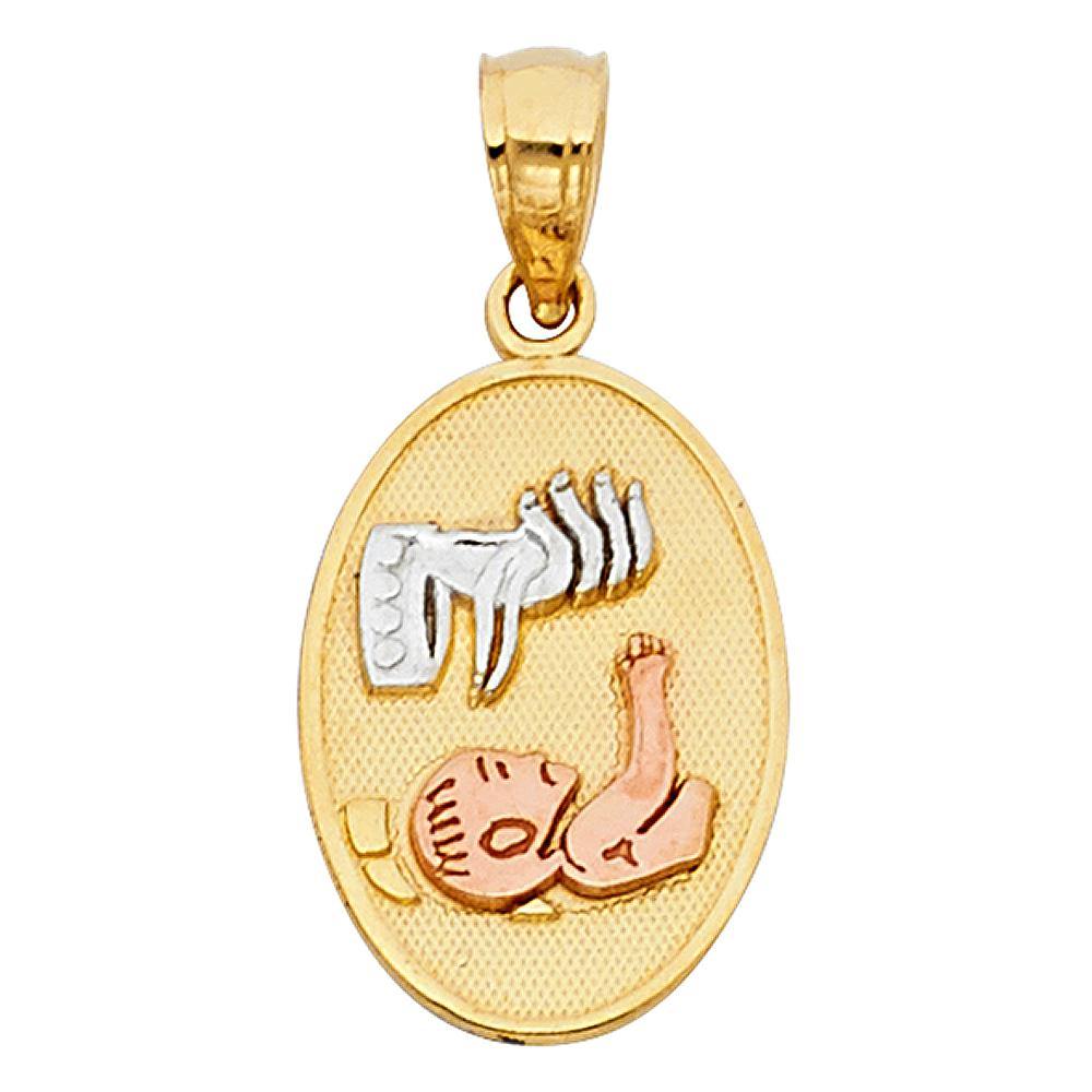 14K Tri Color 10mm Religious Pendant