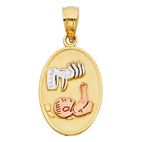 14K Tri Color 10mm Religious Pendant