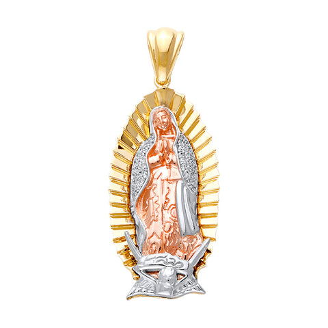 14K Tricolor Fancy Guadalupe With CZ Pendant Approximately 10 Grams