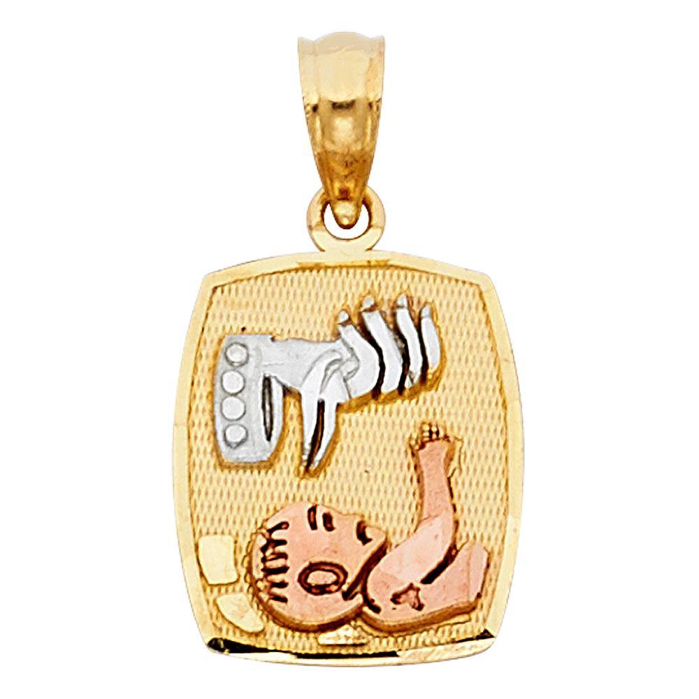 14K Tri Color 10mm Religious Pendant