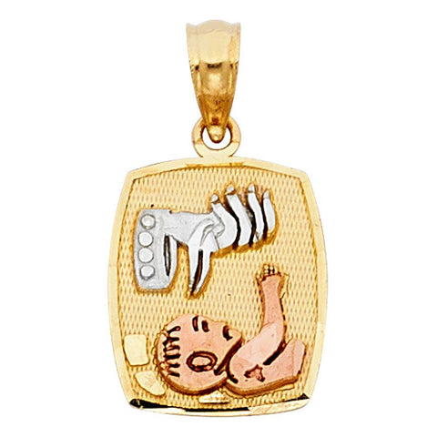 14K Tri Color 10mm Religious Pendant