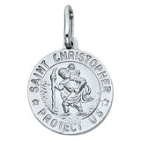 14K White Gold 15mm St. Christopher Religious Pendant