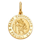 14K Yellow Gold 15mm St. Christopher Religious Pendant