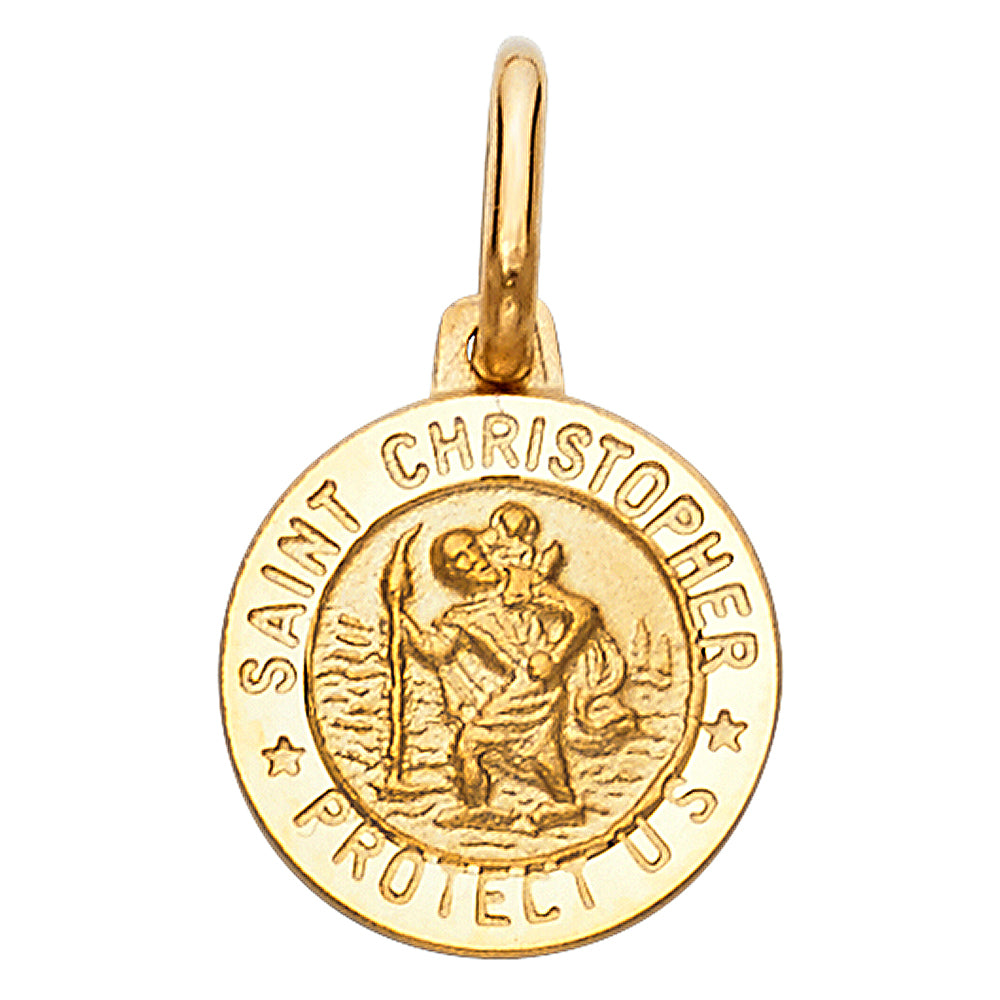 14K Yellow Gold 13mm St. Christopher Religious Pendant