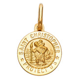 14K Yellow Gold 13mm St. Christopher Religious Pendant