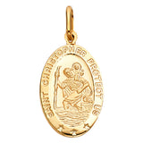 14K Yellow Gold 15mm St. Christopher Religious Pendant