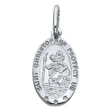 14K White Gold 13mm St. Christopher Religious Pendant