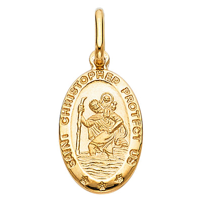 14K Yellow Gold 13mm St. Christopher Religious Pendant