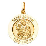 14K Yellow Gold 20mm St. Joseph Religious Pendant