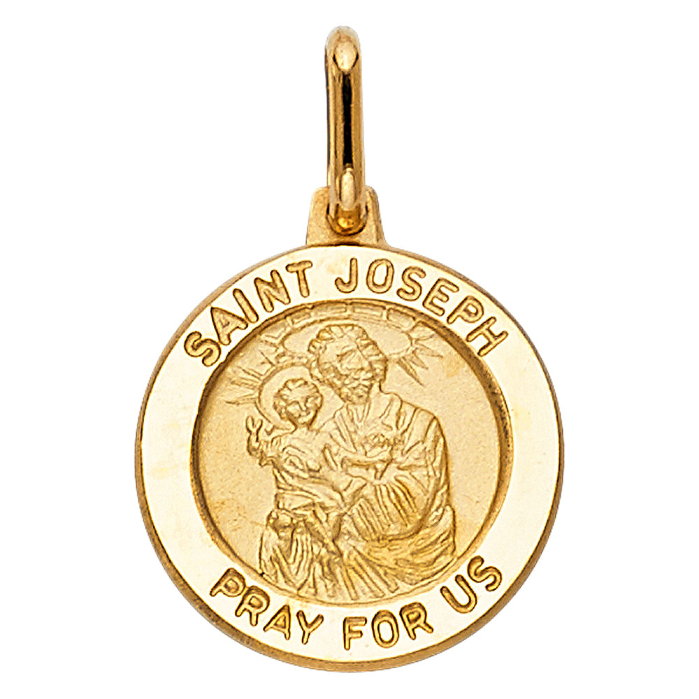 14K Yellow Gold 15mm St. Joseph Religious Pendant