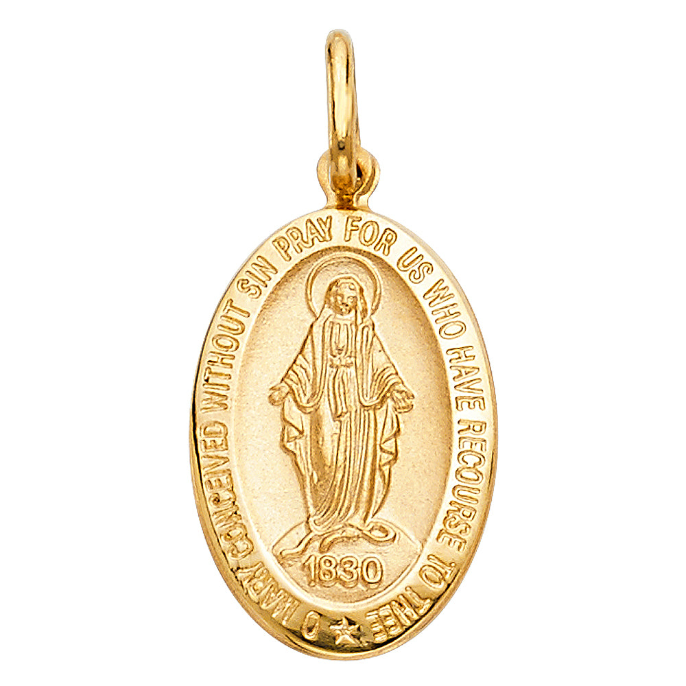 14K Yellow Gold 15mm Guadalupe Religious Pendant